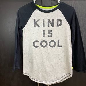 Kid's Size Large Kind Is Cool Raglan Long Sleeve Shirt. #5132